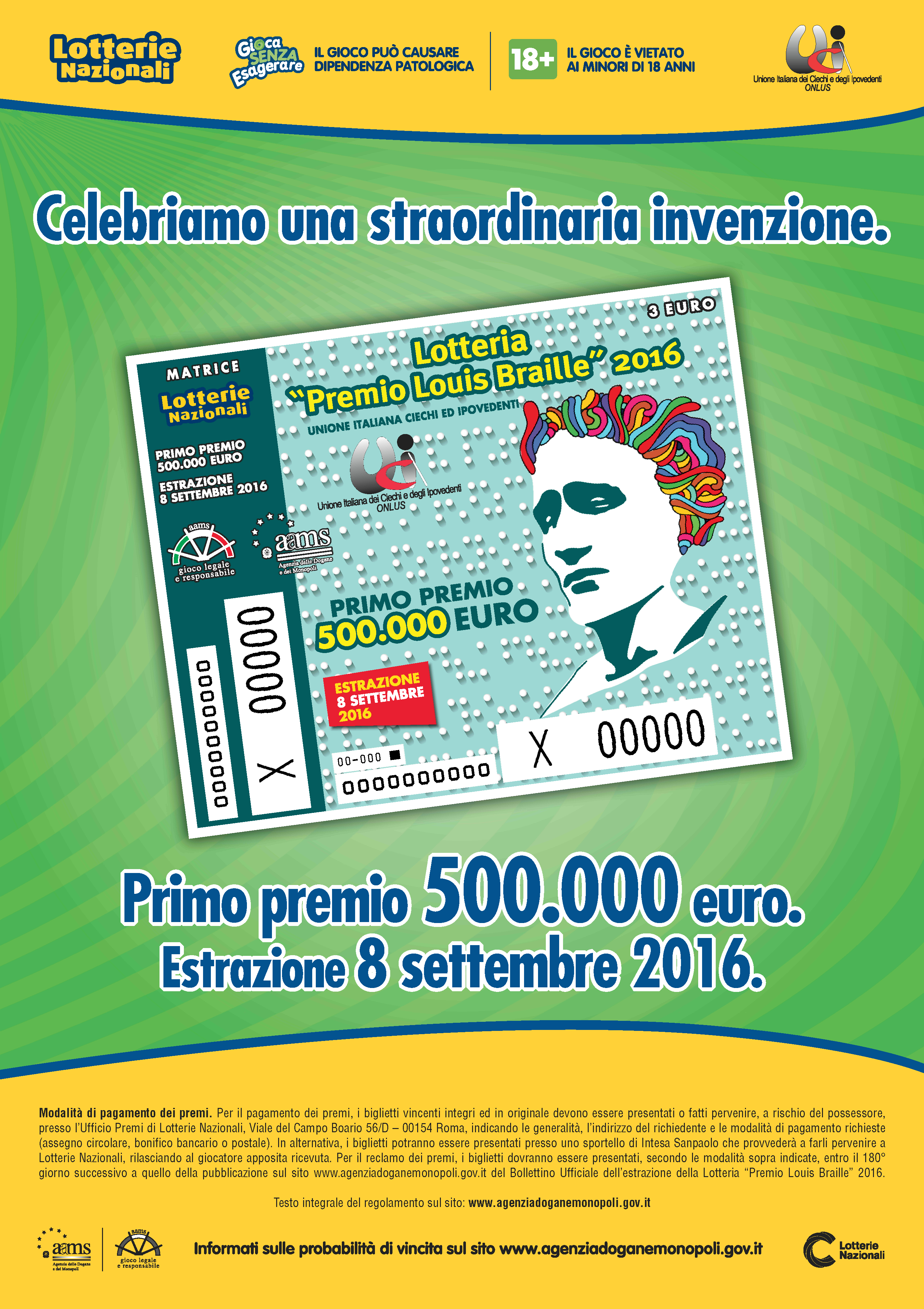 Locandina Regolamento Lotteria Louis Braille