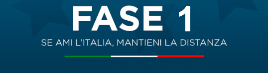 Immagine con scritto Fase 1 Se ami l'Italia mantieni la distanza