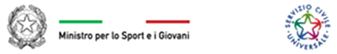 Immagine con a sinistra logo Ministero, al centro scritta Ministro per lo sport e i giovani e a destra logo servizio civile universale