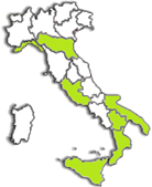 Immagine italia con regioni interessate